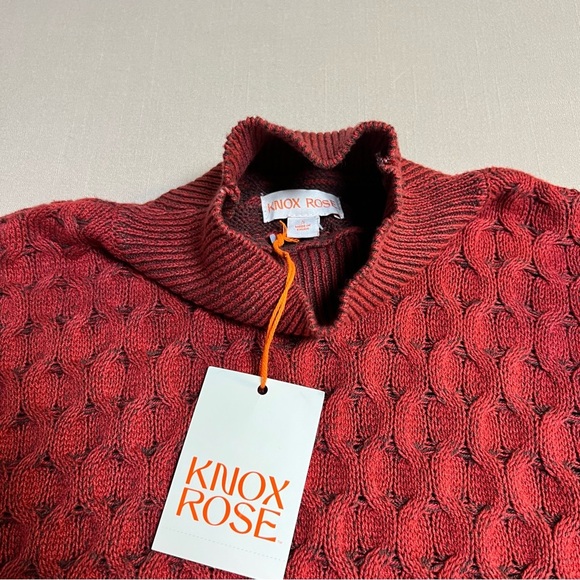 Knox Rose Sweater Women’s Small NWT | Textured Mock Neck Pullover Red Cozy Knit - Picture 10 of 14